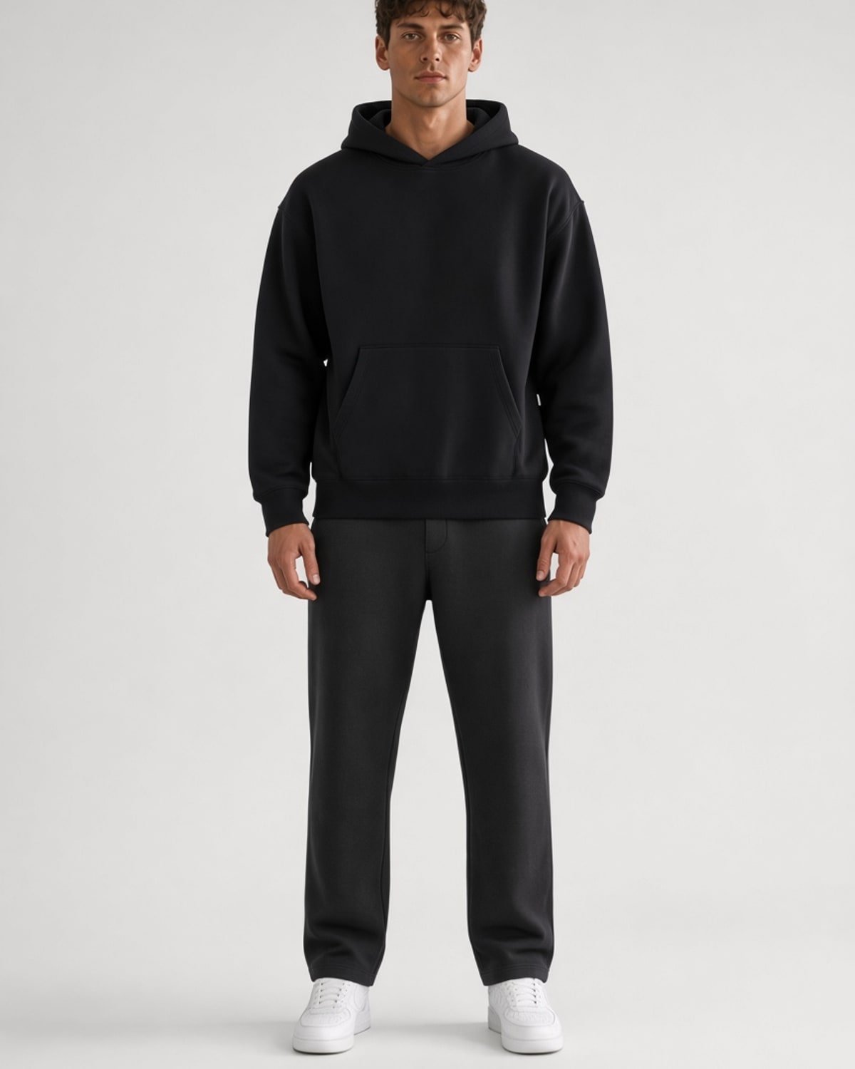 The Hoodie — Black — on body