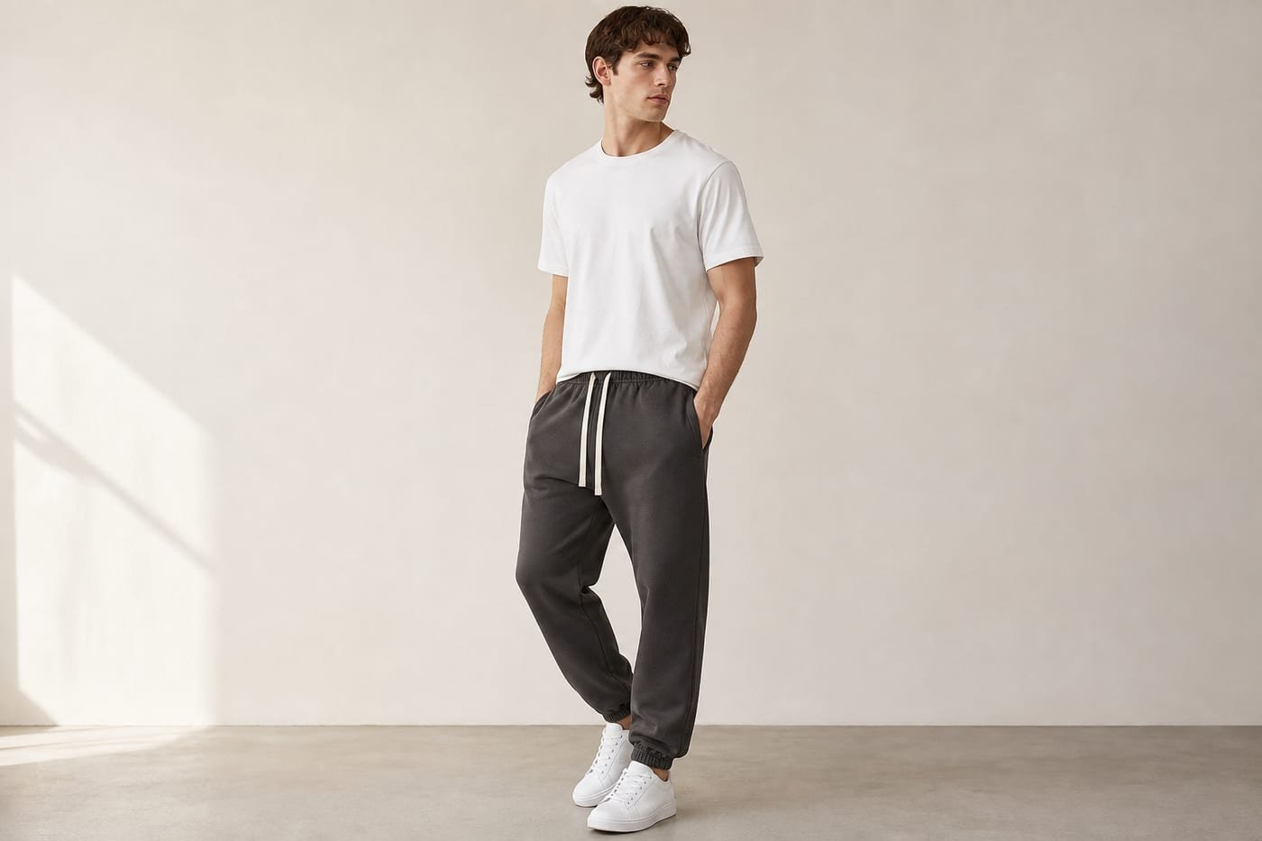 Heavyweight cotton sweatpants 530gsm in Dark Gray — front view