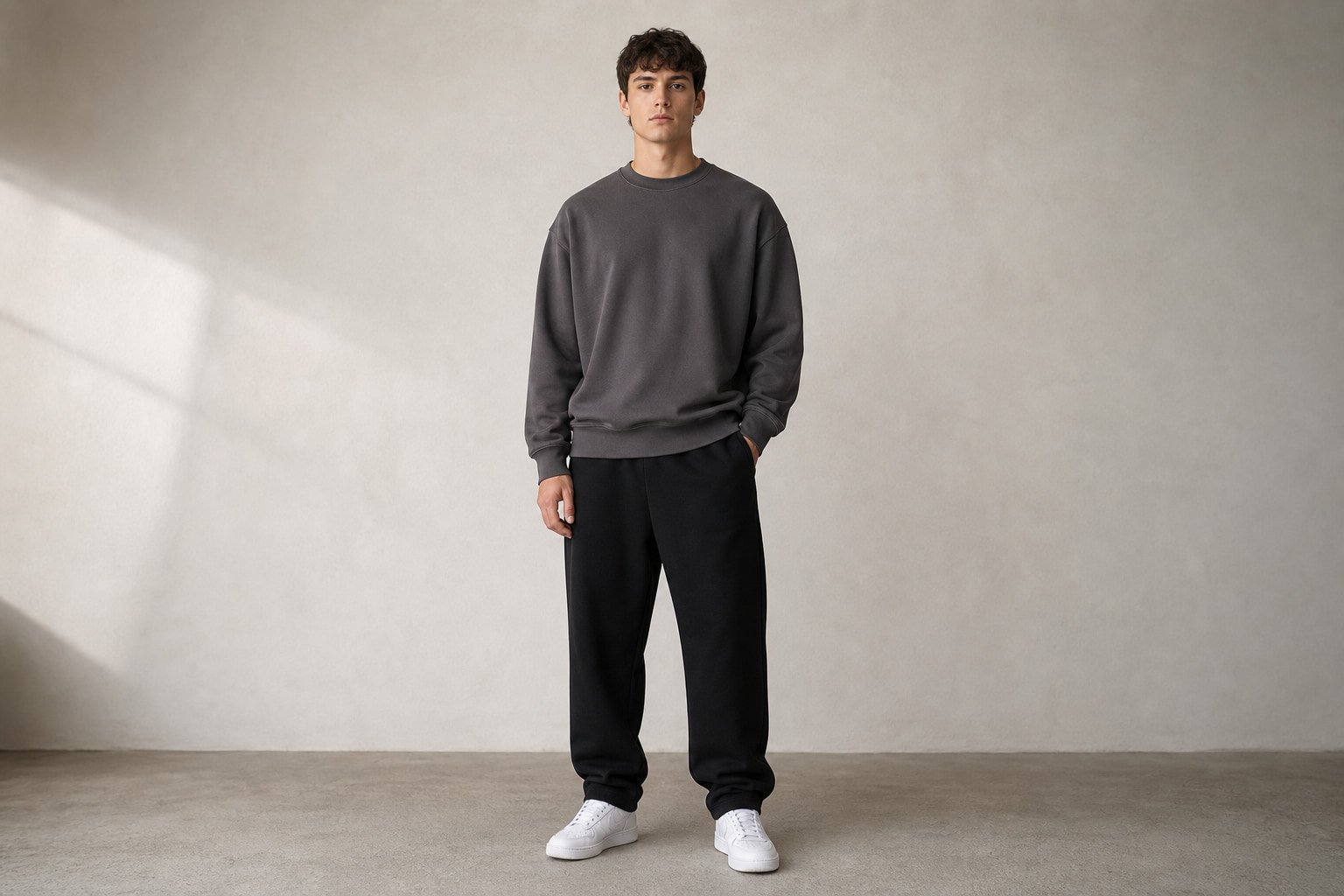 Heavyweight cotton sweatshirt in Dark Gray — front view