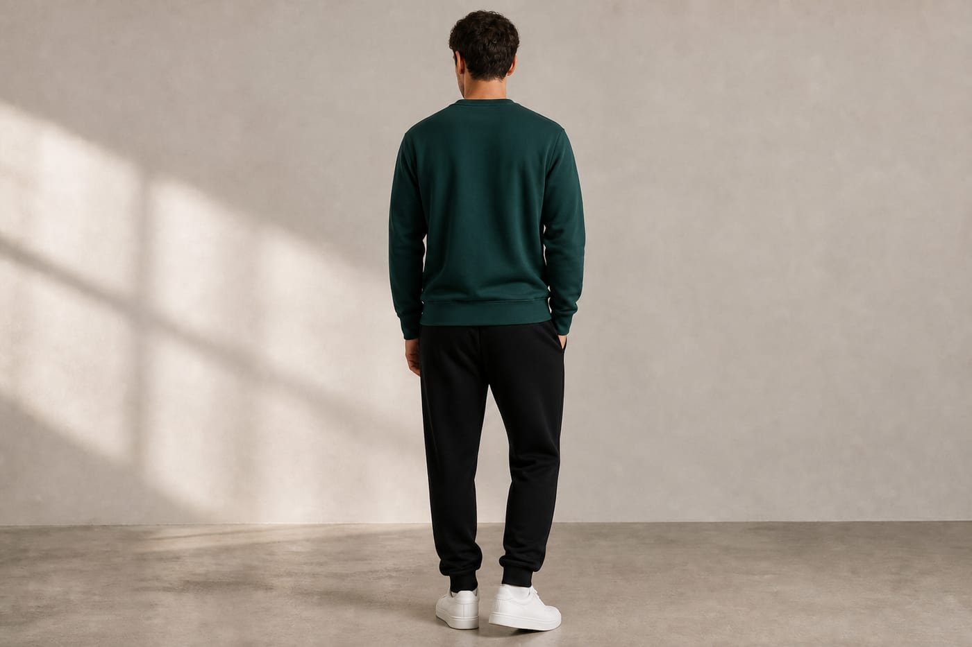 Heavyweight cotton sweatshirt 530gsm in Retro Green — back view
