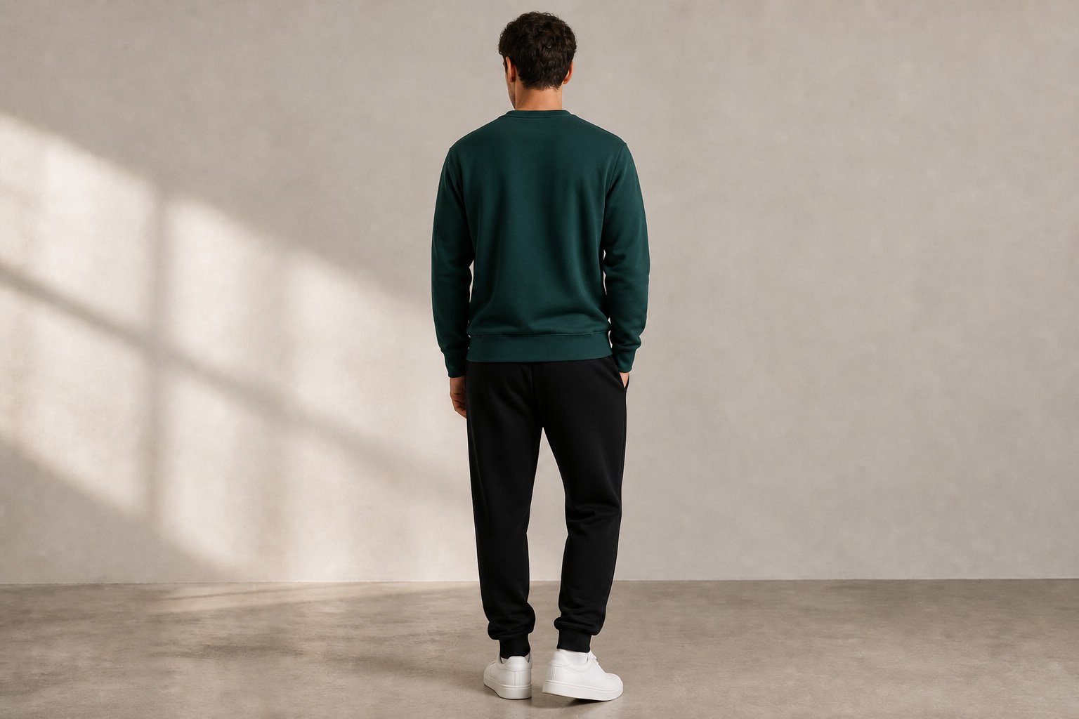 Heavyweight cotton sweatshirt in Retro Green — back view