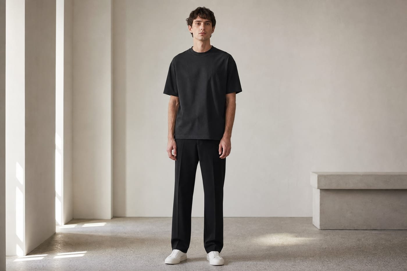 Heavyweight cotton t-shirt 330gsm in Black — front view