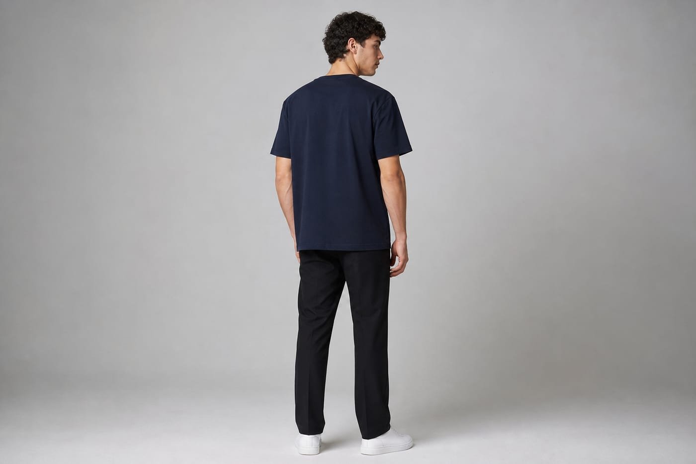 Heavyweight cotton t-shirt 330gsm in Royal Blue — back view