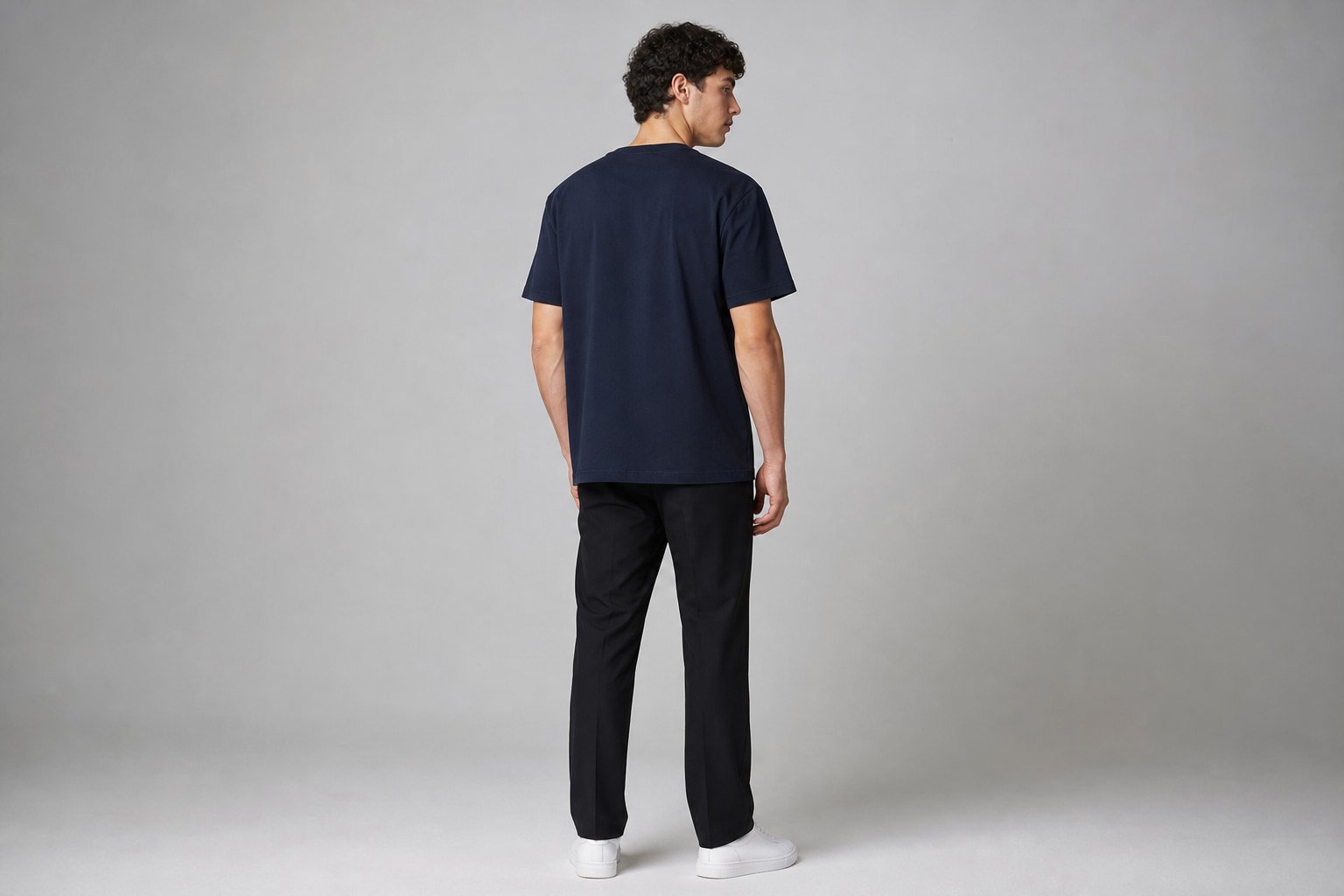 Heavyweight cotton t-shirt in Royal Blue — back view