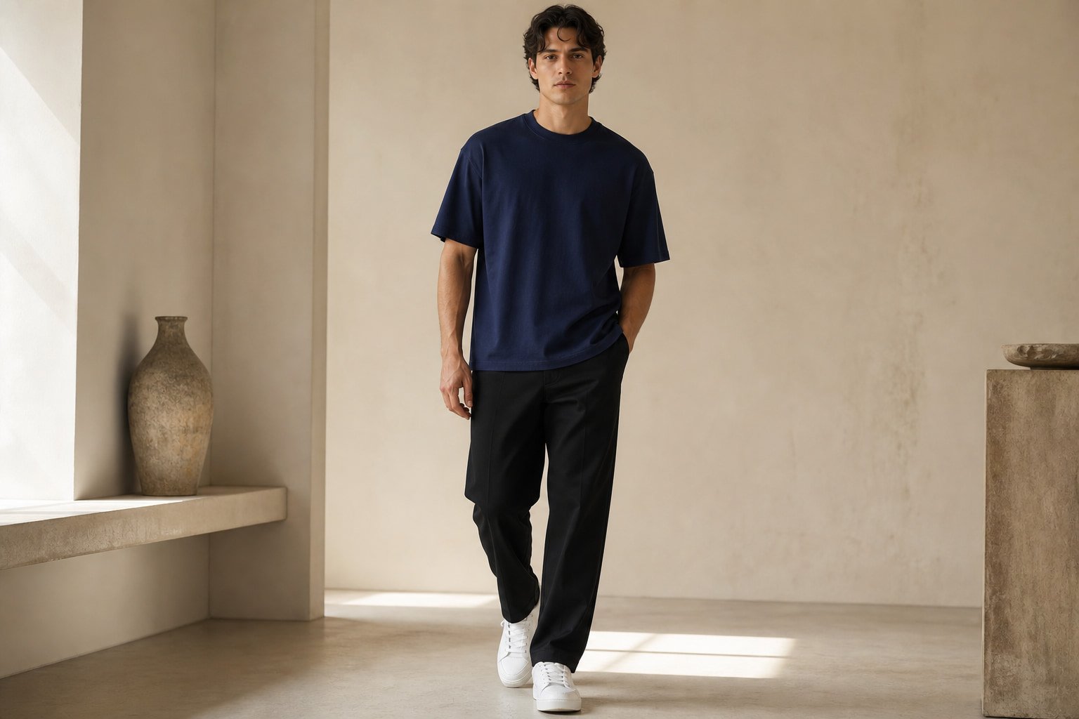 Heavyweight cotton t-shirt in Royal Blue — front view
