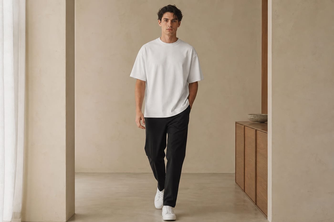 Heavyweight cotton t-shirt 330gsm in White — front view