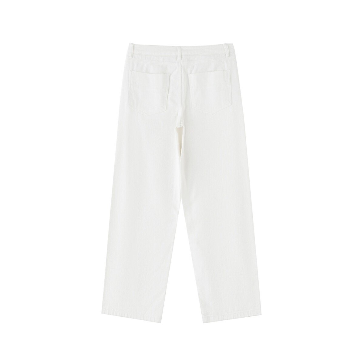 Straight leg cotton trousers in White — back view