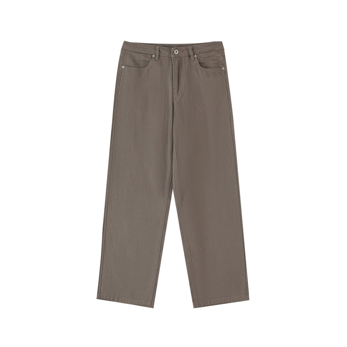 Straight leg cotton trousers in Coffee — front view