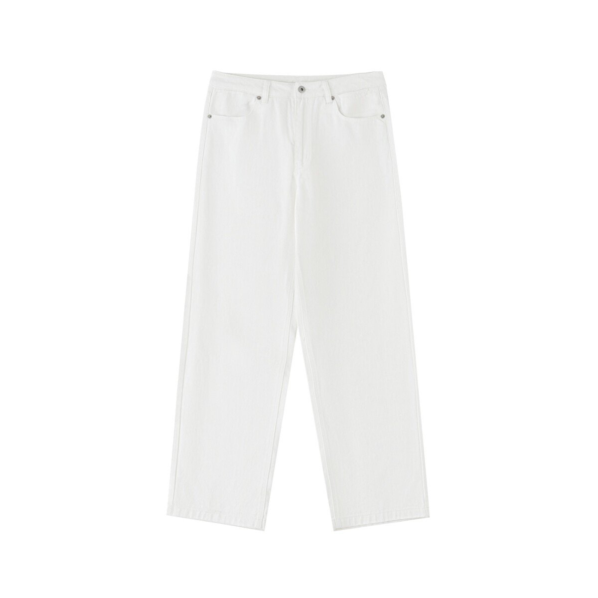 Straight leg cotton trousers in White — front view