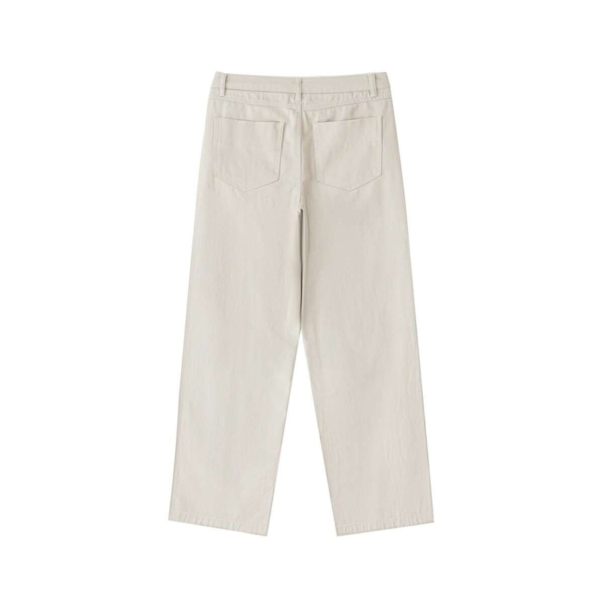 Straight leg cotton trousers in Beige — back view