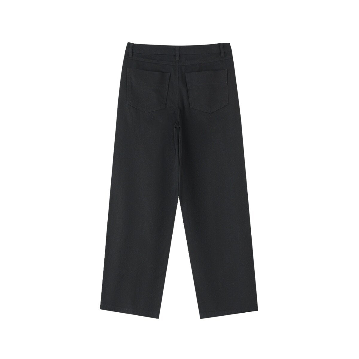 Straight leg cotton trousers in Black — back view
