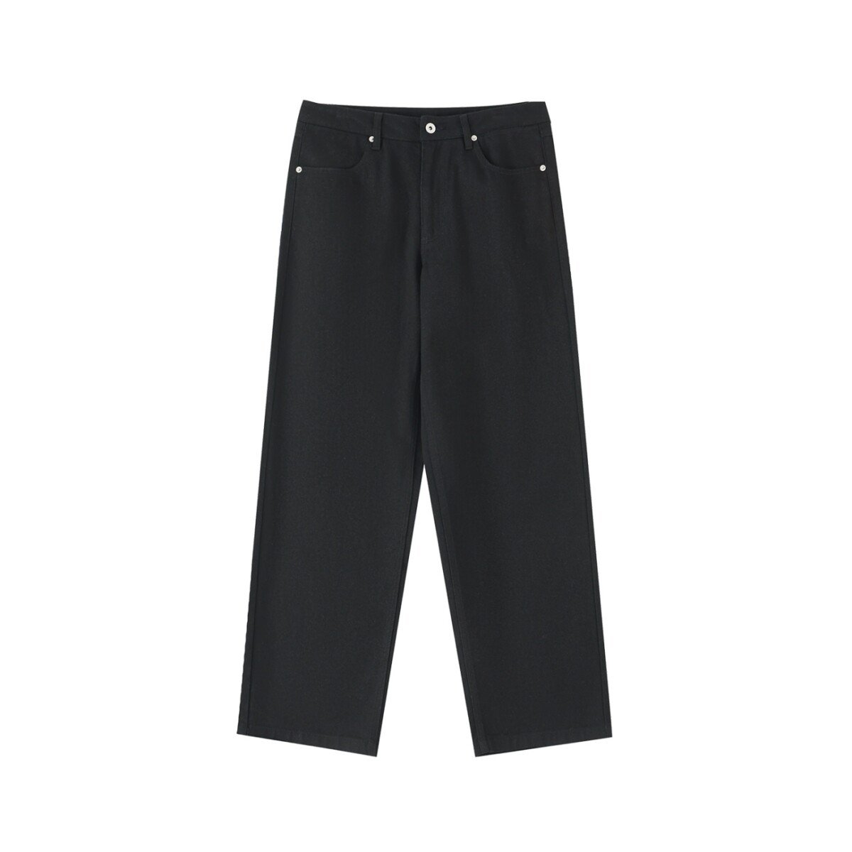 Straight leg cotton trousers in Black — front view