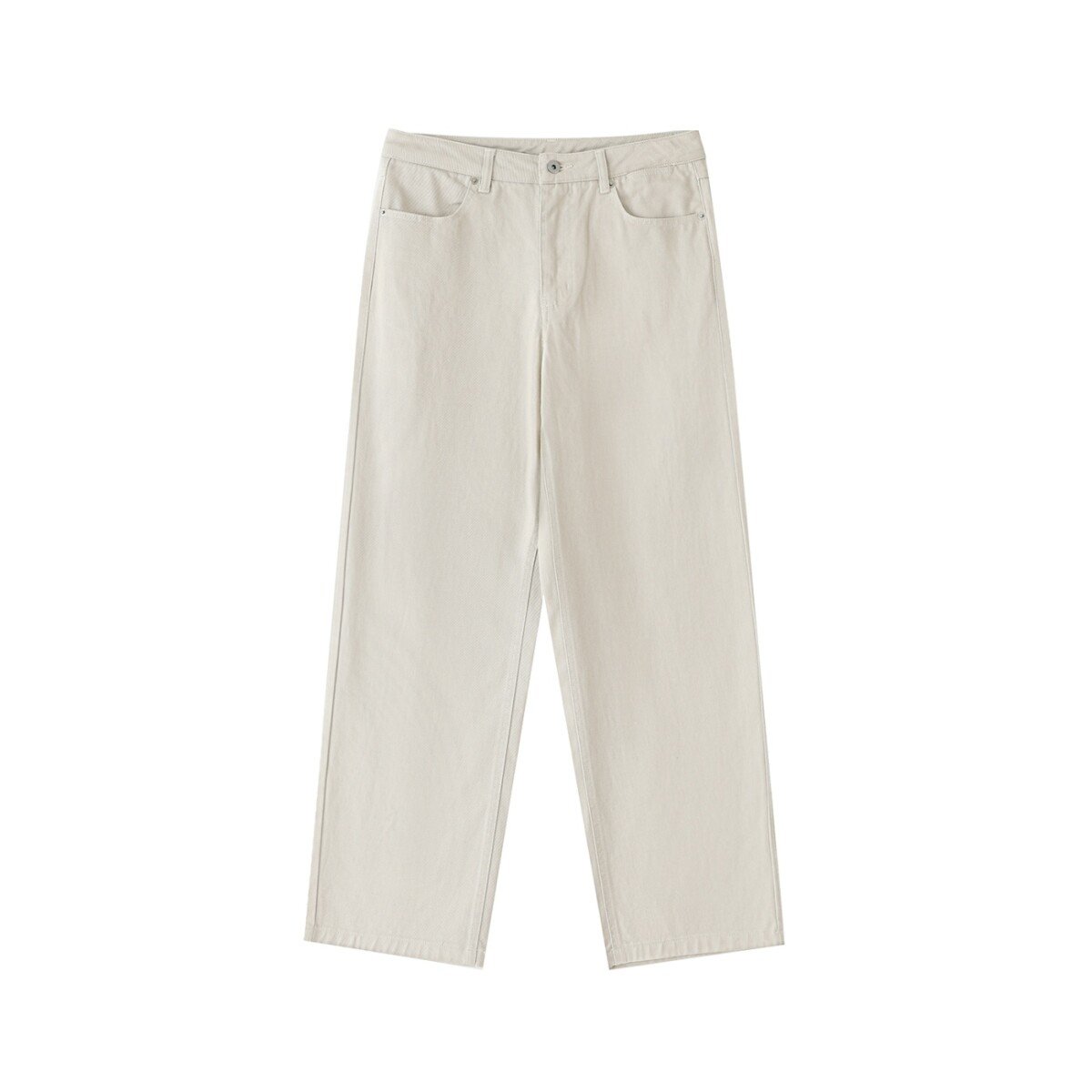 Straight leg cotton trousers in Beige — front view