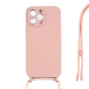 Rixus TPU Necklace Cord Cover For Apple iPhone 14 Pro Max Pink