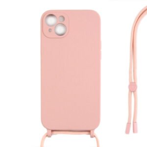 Rixus TPU Necklace Cord Cover For Apple iPhone 15 Plus Pink