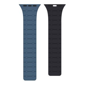 Rixus Magnetic Silicone Band For Apple Watch 42mm, 44mm, 45mm, 49mm Blue And Midnight