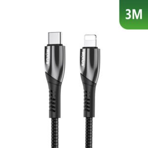 Rixus RXUC39L Fast Charging Cable USB-C To Lightning Connector Nylon 3m Black
