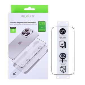 Rixus Clear HD Tempered Glass With Fit Box For Apple iPhone 16