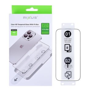 Rixus Clear HD Tempered Glass With Fit Box For Apple iPhone 15 Pro Max