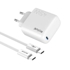 Rixus RXHC45C Fast Charger USB-C Cable 1.8m 45W White
