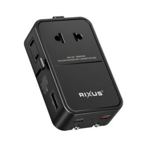 Rixus RXTA02 World Travel Adapter 40W With 3 USB Ports Black