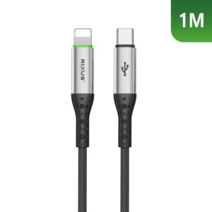 Rixus RXUC22L Auto Disconnect USB-C To Lightning Connector Cable Black