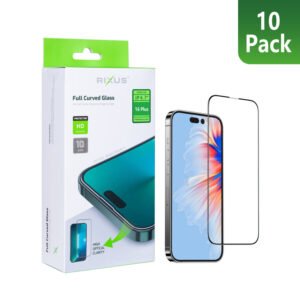 Rixus Clear HD Full Curved Edge Tempered Glass For Apple iPhone 16 Plus (10-Pack)