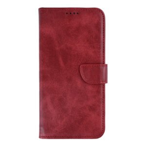 Rixus Bookcase For Samsung Galaxy S24, S25 Dark Red
