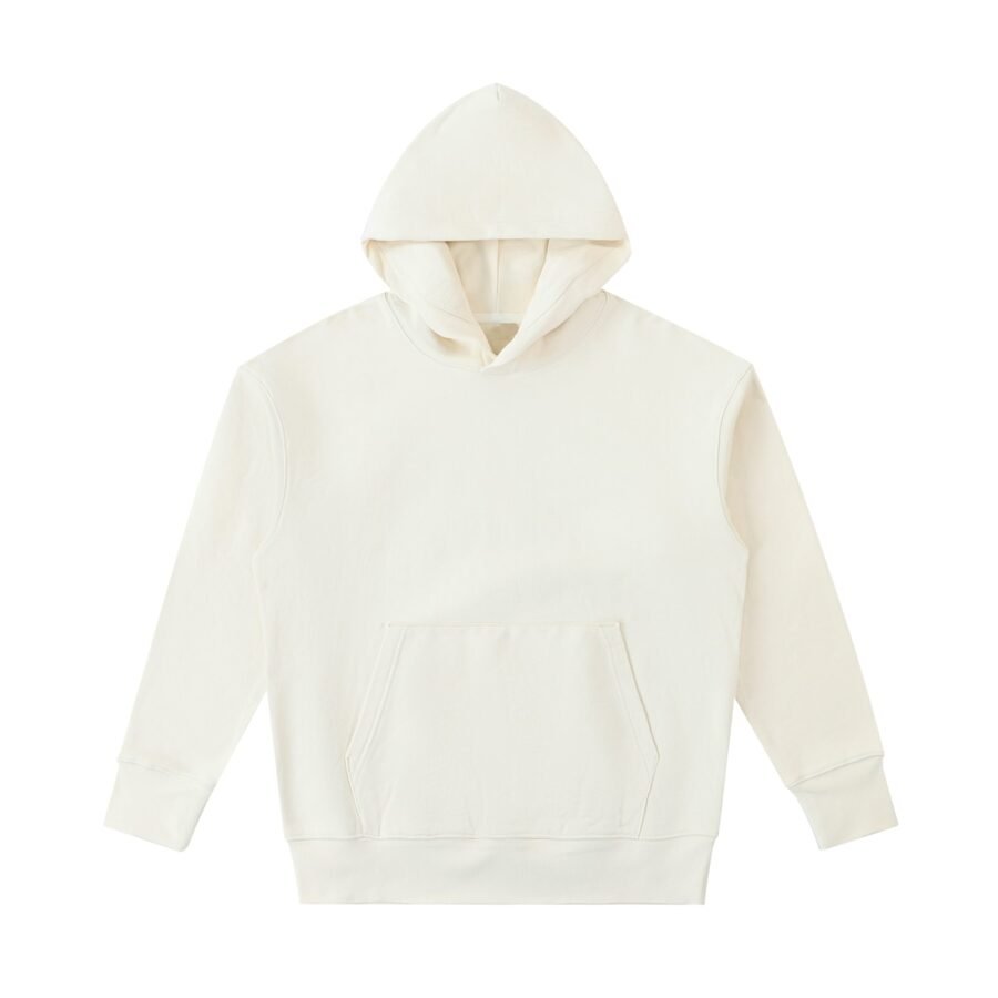 Heavyweight cotton hoodie 530gsm in Apricot — front view