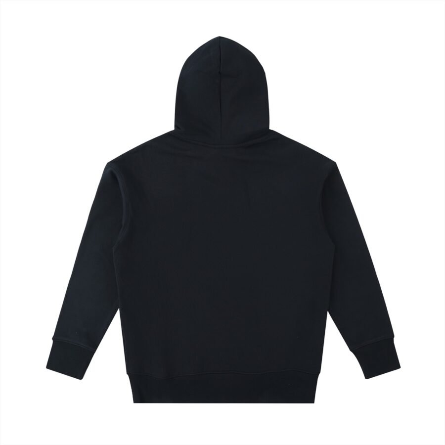 Heavyweight cotton hoodie 530gsm in Black — back view