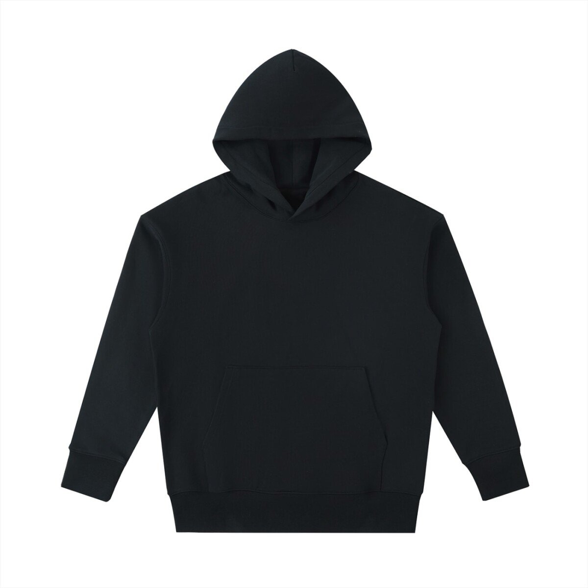 Heavyweight cotton hoodie in Black — front view