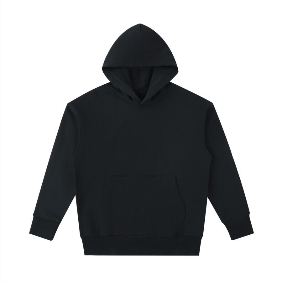 Heavyweight cotton hoodie 530gsm in Black — front view
