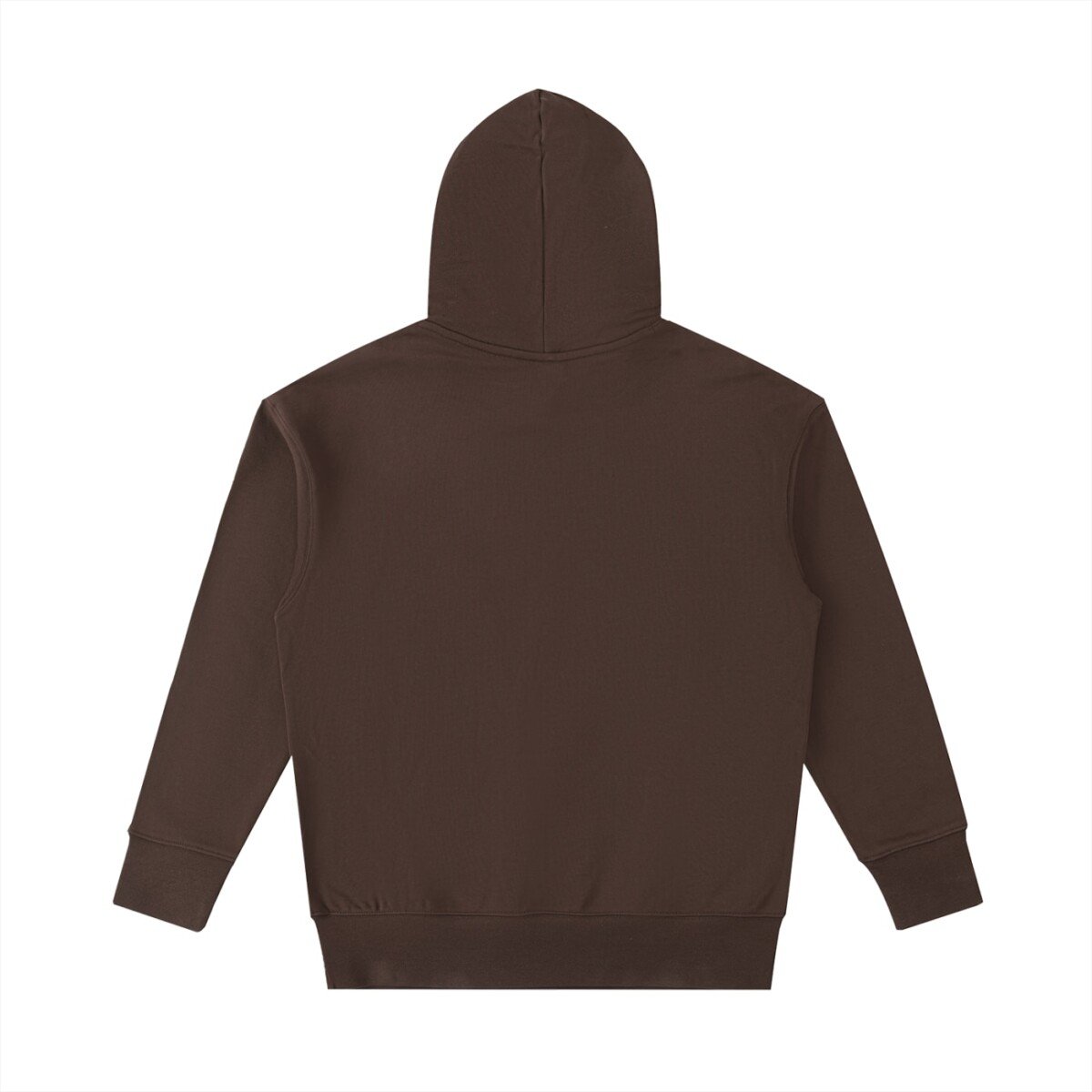 Heavyweight cotton hoodie in Coffee — back view