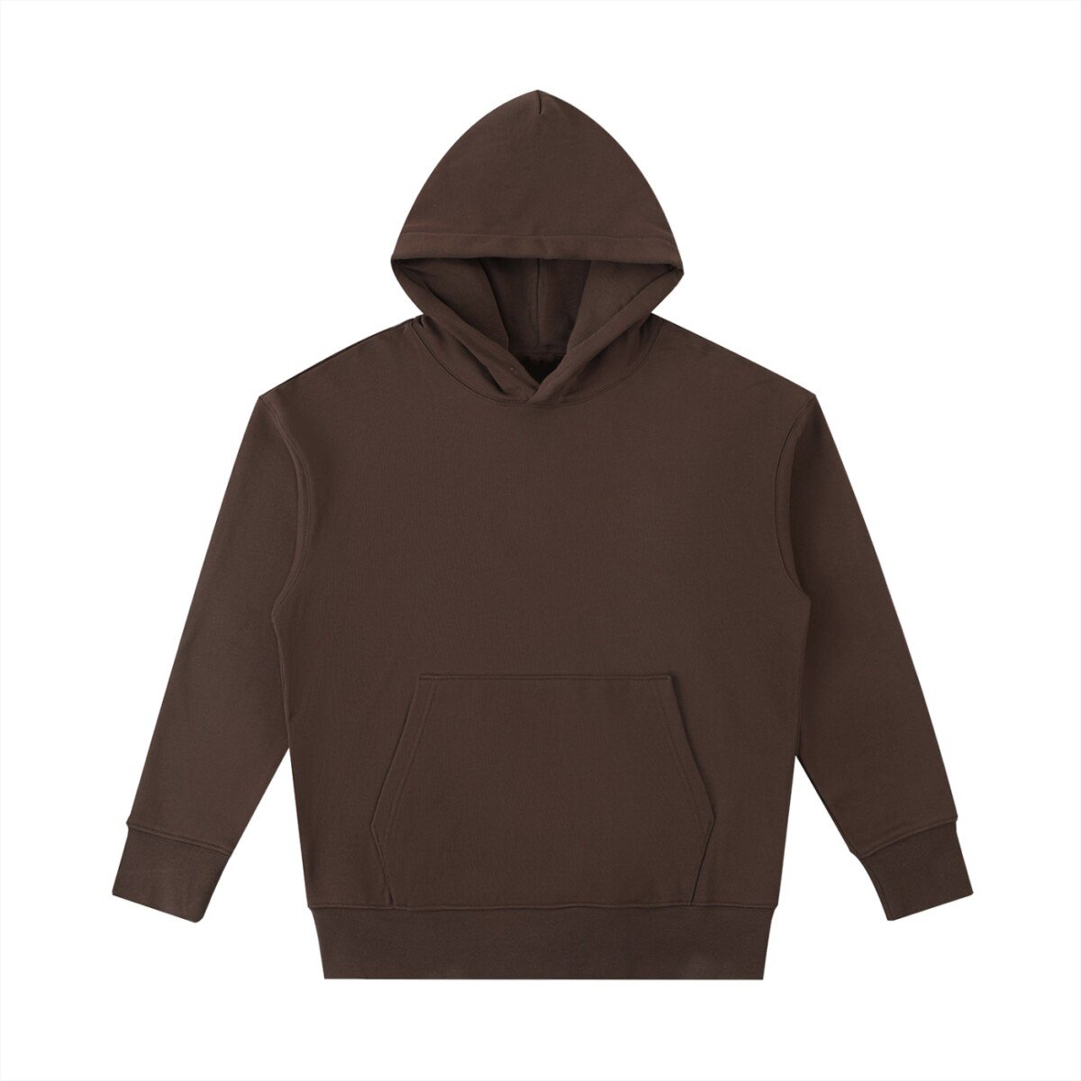 Heavyweight cotton hoodie in Coffee — front view