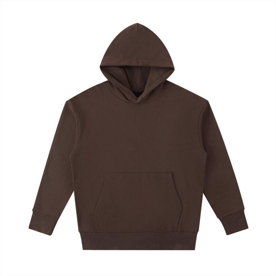 Heavyweight cotton hoodie 530gsm in Coffee — front view