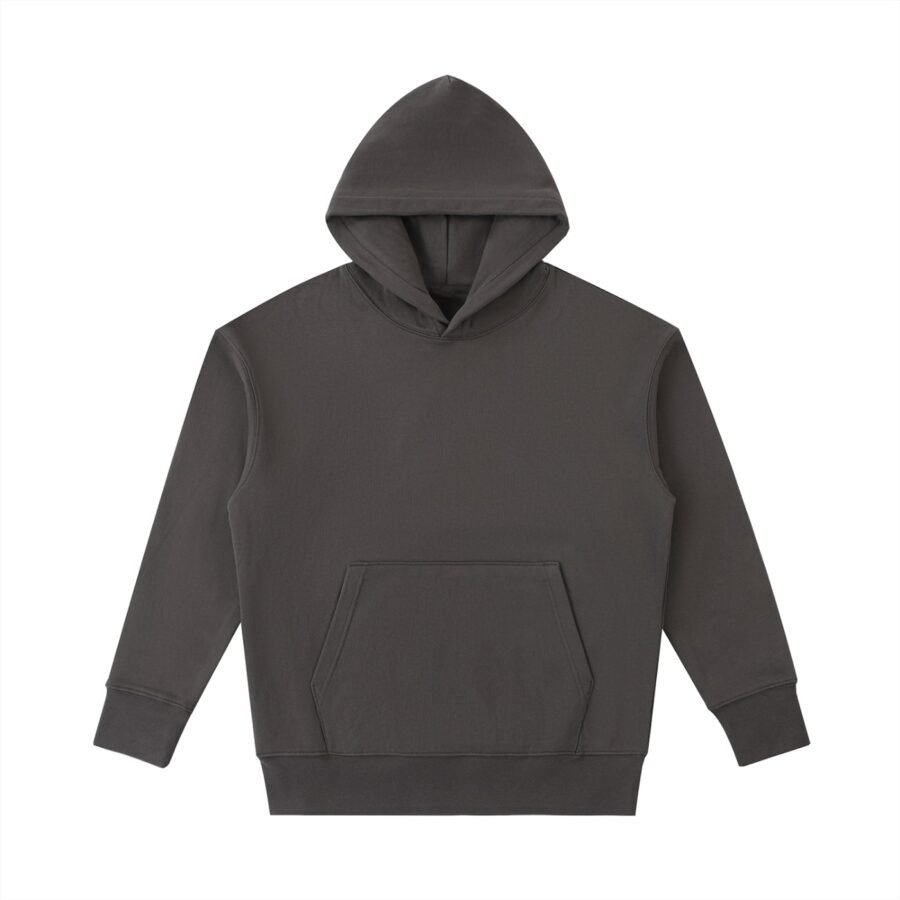 Heavyweight cotton hoodie 530gsm in Dark Gray — front view
