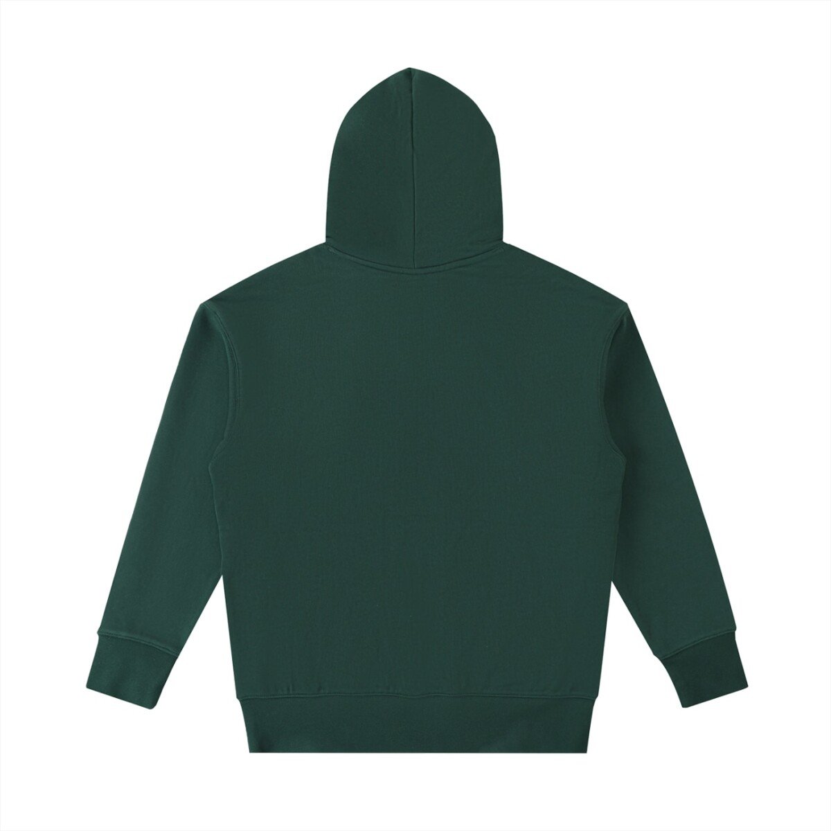 Heavyweight cotton hoodie in Retro Green — back view