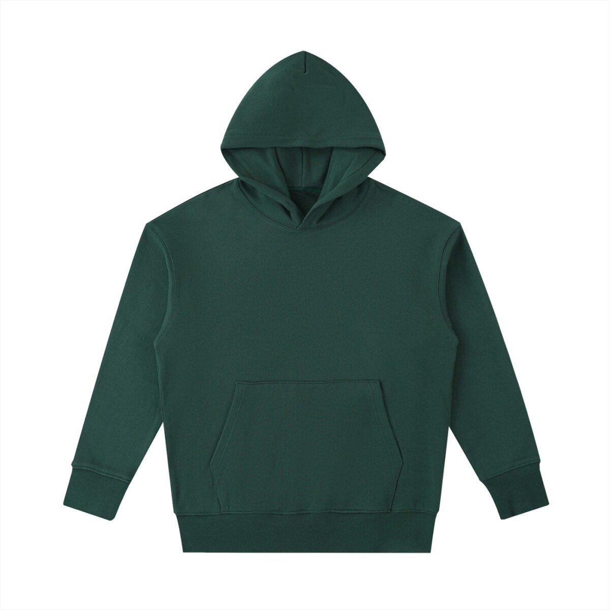 Heavyweight cotton hoodie in Retro Green — front view