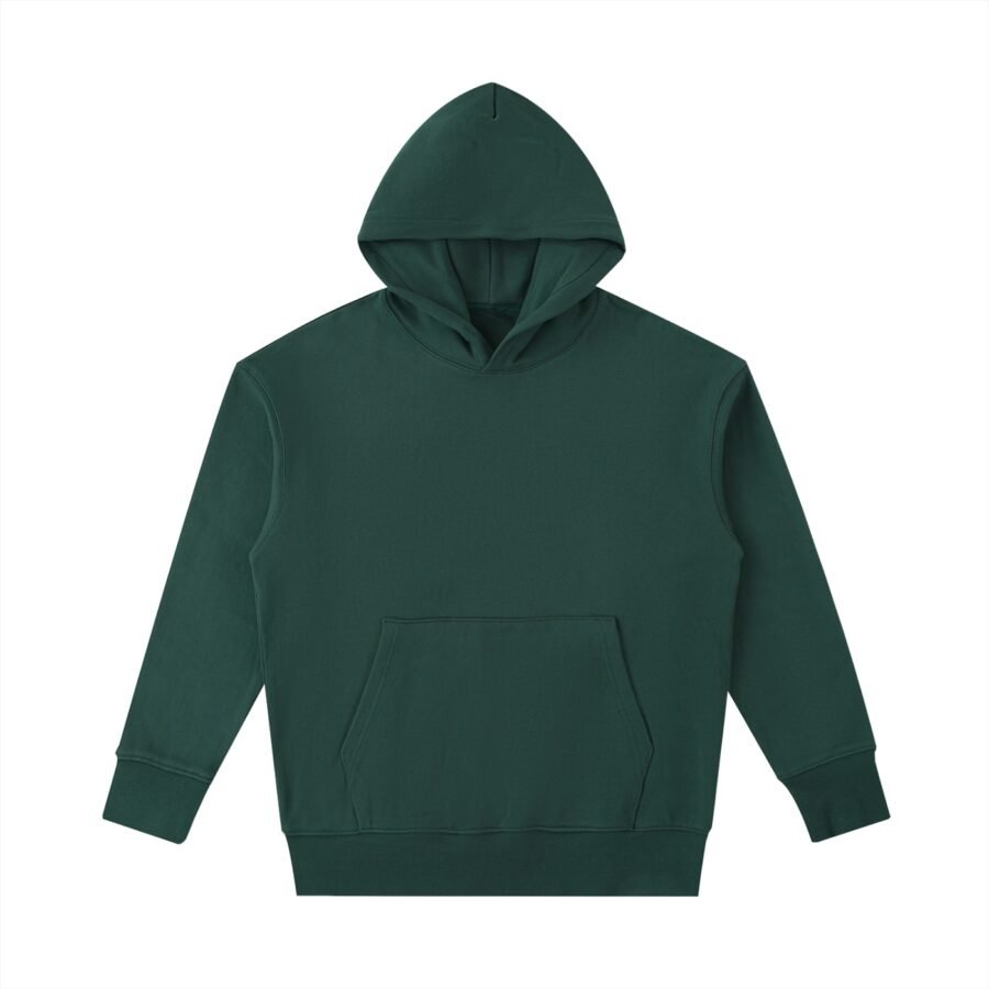 Heavyweight cotton hoodie 530gsm in Retro Green — front view