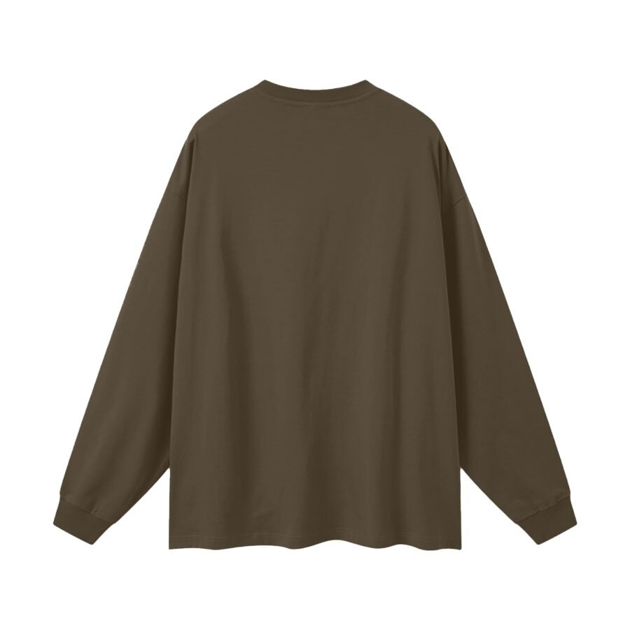 Heavyweight cotton long sleeve 305gsm in Brown — back view