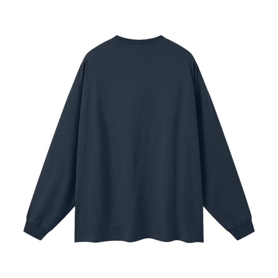 Heavyweight cotton long sleeve 305gsm in Navy — back view