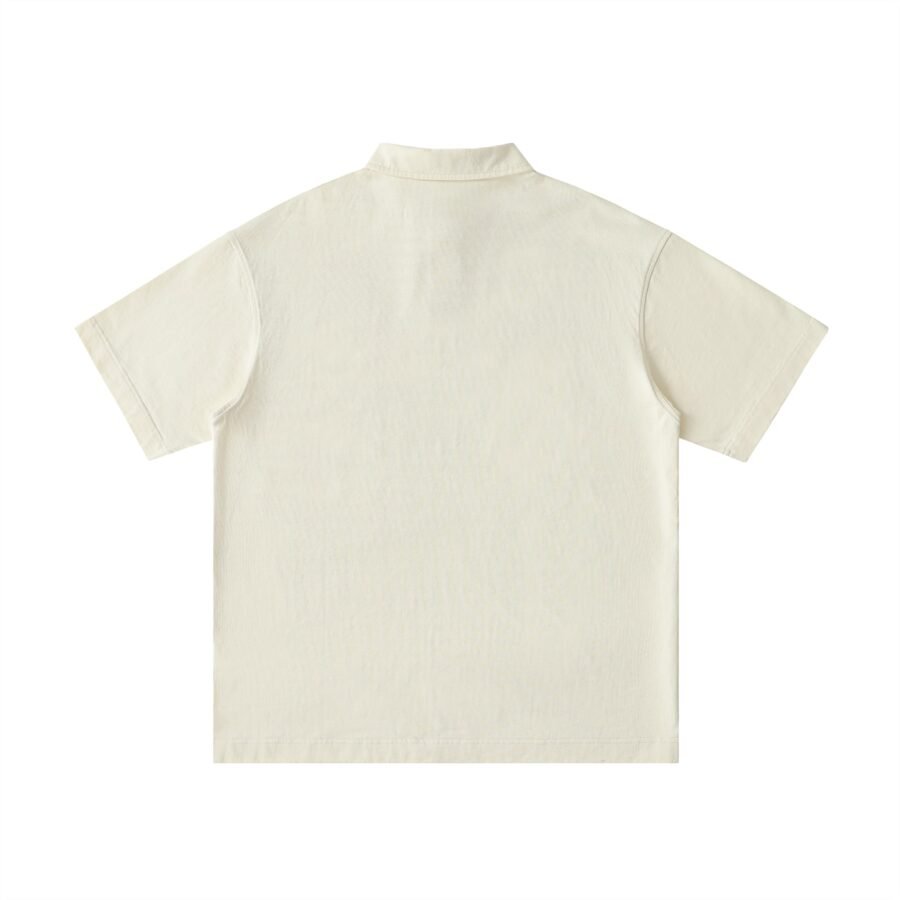 Loose fit cotton polo shirt 275gsm in Apricot — back view