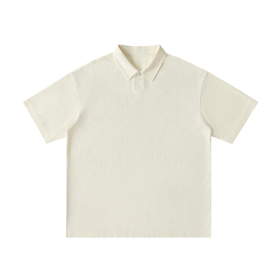 Loose fit cotton polo shirt 275gsm in Apricot — front view