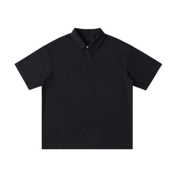 Loose Fit Cotton Polo Shirt 275gsm — Black