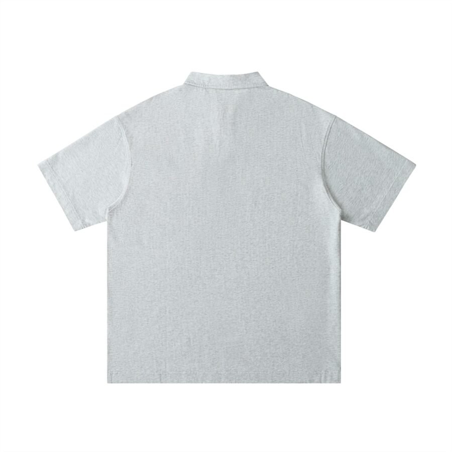 Loose fit cotton polo shirt 275gsm in Flower Gray — back view