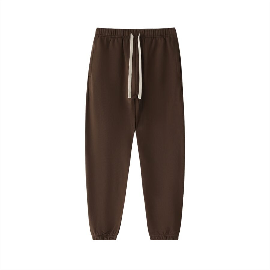 Heavyweight cotton sweatpants 530gsm in Coffee — front view