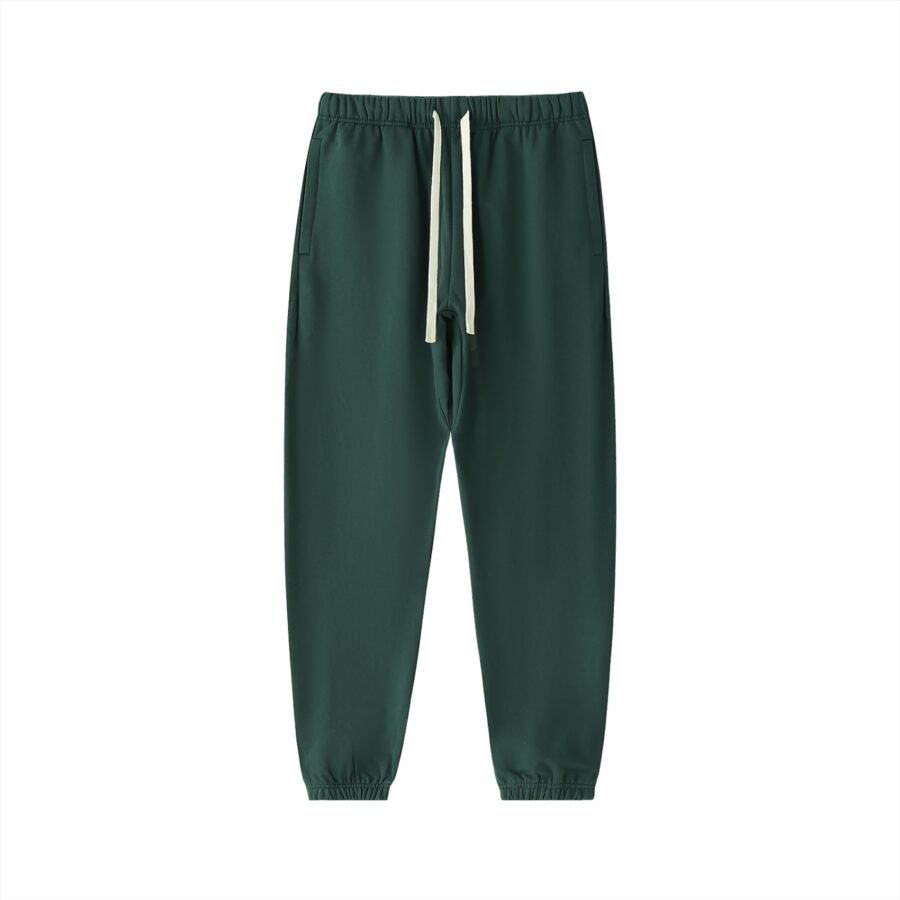 Heavyweight cotton sweatpants 530gsm in Retro Green — front view