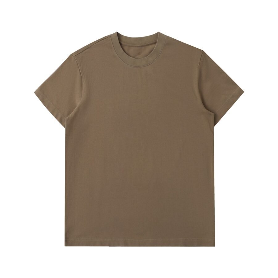 Heavyweight cotton t-shirt 330gsm in Coffee — front view